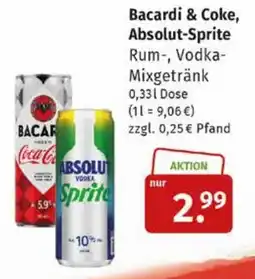 Markgrafen Bacardi & Coke, Absolut-Sprite Angebot