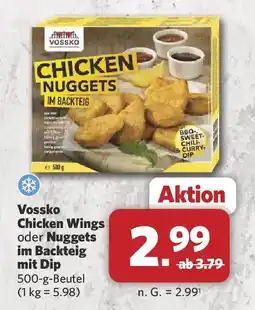 Combi Vossko Chicken Wings oder Nuggets im Backteig mit Dip Angebot