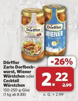 Combi Dörffler Zarte Dorfbock-wurst, Wiener Würstchen oder Cocktail Würstchen Angebot