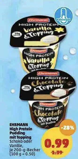 PENNY Ehrmann High Protein Pudding Mit Topping Angebot