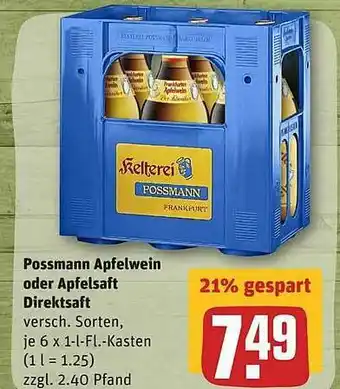 REWE Possmann Apfelwein Oder Apfelsaft Direktsft Angebot