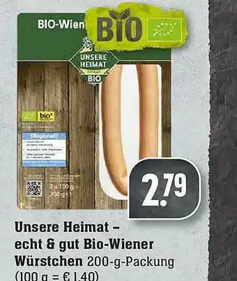 Scheck-in-Center Unsera Heimat - Echt & Gut Bio-wiener Würstchen Angebot