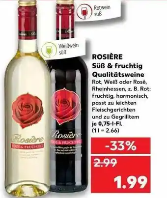 Kaufland Rosière Süß & Fruchtig Qualitätsweine Angebot