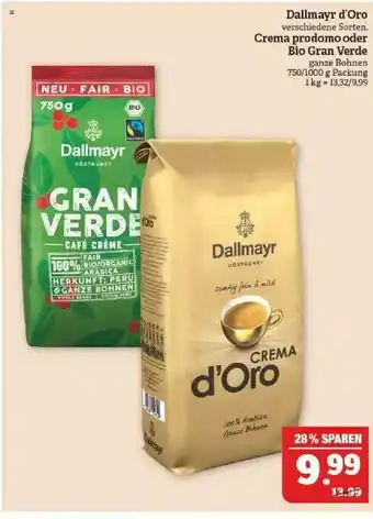 Marktkauf Dallmayr D'oro Crema Prodomo Oder Bio Gran Verde Angebot