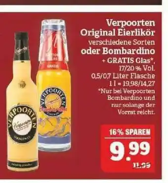 Marktkauf Verpoorten Original Eierlikör Oder Bombardino + Gratis Glas Angebot