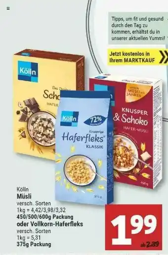 Marktkauf Kölln Müsli Oder Vollkorn-haferfleks Angebot