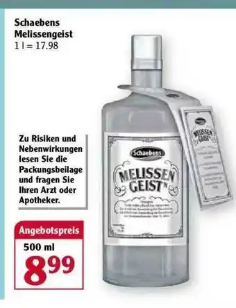 Globus Schaebens Melissengeist Angebot