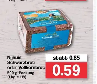 Famila Nord West Nijhuis Schwarzbrot oder Vollkornbrot 500g Packung Angebot