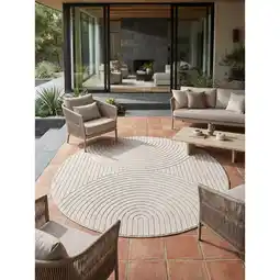 Netto Marken-Discount Outdoor-Teppich Skandinavische 3D-Bögen Creme 160x160 cm Wetterfest Angebot