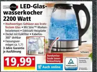 Norma Cook O'fino Led-glaswasserkocher 2200 Watt Angebot