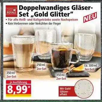 Norma Casa Royale Doppelwandiges Gläser-set „gold Glitter“ Angebot