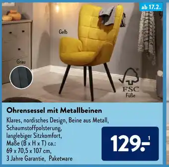 Aldi Nord Ohrensessel mit Metallbeinen Angebot