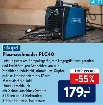 Aldi Nord Scheppach Plasmaschneider PLC40 Angebot