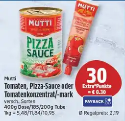 Elli Markt MUTTI Tomaten, Pizza-Sauce oder Tomatenkonzentrat/-mark Angebot