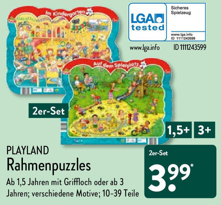 Playland Rahmenpuzzles Angebot bei Aldi Nord