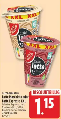 Elli Markt GUT&GÜNSTIG Latte Macchiato oder Latte Espresso XXL Angebot