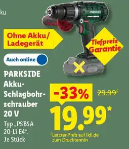 Lidl PARKSIDE Akku-Schlagbohrschrauber 20 V Angebot