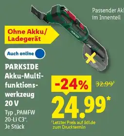 Lidl PARKSIDE Akku-Multifunktionswerkzeug 20 V Angebot