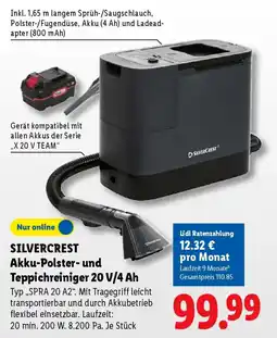 Lidl SILVERCREST Akku-Polster- und Teppichreiniger 20 V/4 Ah Angebot