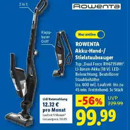 Lidl ROWENTA Akku-Hand-/Stielstaubsauger Angebot