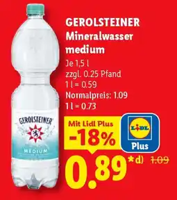 Lidl GEROLSTEINER Mineralwasser medium Angebot