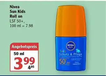 Globus Nivea Sun Kids Roll On 50ml Angebot