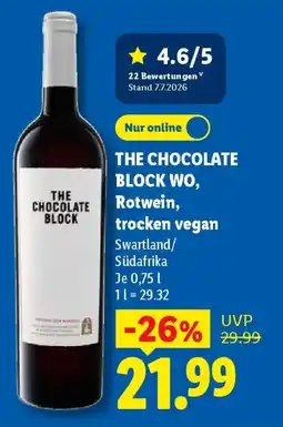 Lidl THE CHOCOLATE BLOCK Rotwein, trocken vegan Angebot