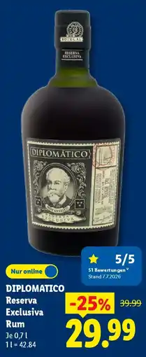 Lidl DIPLOMATICO Reserva Exclusiva Rum Angebot