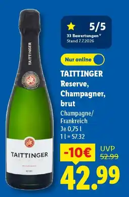 Lidl TAITTINGER Reserve, Champagner, brut Angebot