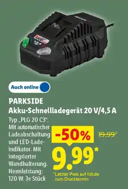 Lidl PARKSIDE Akku-Schnellladegerät 20 V/4,5 A Angebot