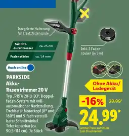 Lidl PARKSIDE Akku-Rasentrimmer 20 V Angebot
