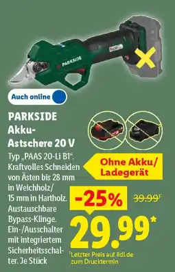 Lidl PARKSIDE Akku-Astscher 20 V Angebot
