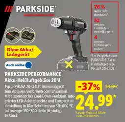 Lidl PARKSIDE PERFORMANCE Akku-Heißluftgebläse 20 V Angebot