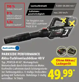 Lidl PARKSIDE PERFORMANCE Akku-Turbinenlaubbläser 40 V Angebot