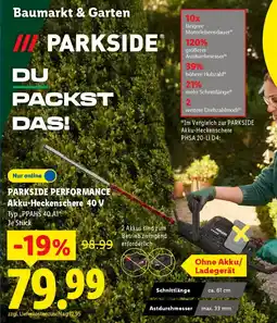 Lidl PARKSIDE PERFORMANCE Akku-Heckenschere 40 V Angebot