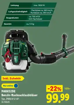 Lidl PARKSIDE Benzin-Rucksacklaubbläser Angebot