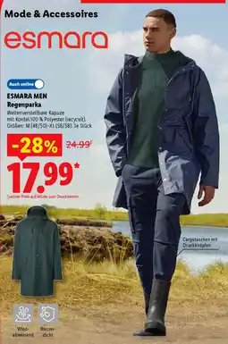 Lidl ESMARA MEN Regenparka Angebot