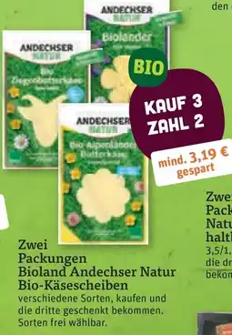tegut Bioland Andechser Natur Bio-Käsescheiben Angebot