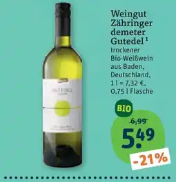 tegut Weingut Zähringer demeter Gutedel Angebot