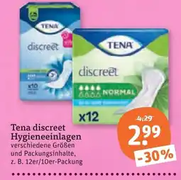 tegut Tena discreet Hygieneinlagen Angebot