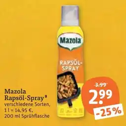 tegut Mazola Rapsöl-Spray Angebot