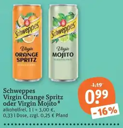 tegut Schweppes Virgin Orange Spritz oder Virgin Mojito Angebot