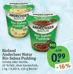 tegut Andechser Natur Bio-Sahne Pudding Angebot