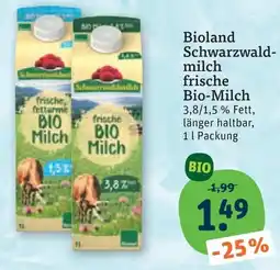 tegut Bioland Schwarzwald-milch frische Bio-Milch Angebot