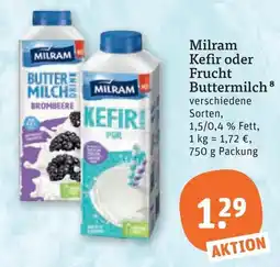 tegut Milram Kefir oder Frucht Buttermilch Angebot
