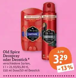 tegut Old Spice Deospray oder Deostick Angebot