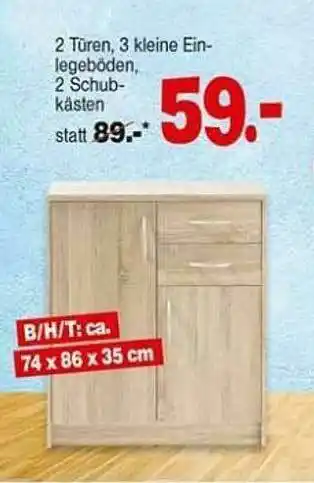 Repo Markt 2 Türen, 3 Kleine Einlegeböden, 2 Schubkästen Angebot