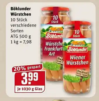 REWE Kaufpark Böklunder Wûrstchen Angebot