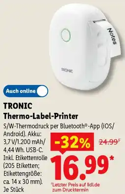 Lidl TRONIC Thermo-Label-Printer Angebot