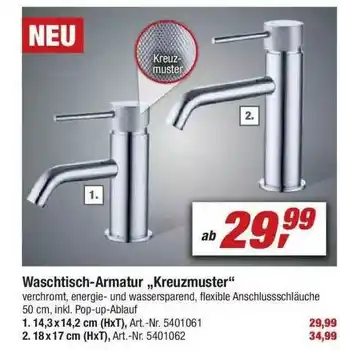 toom Baumarkt Waschtisch-armatur „kreuzmuster“ Angebot